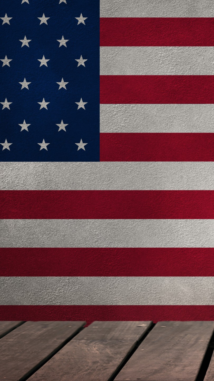 Nous un Drapeau Sur un Plancher en Bois Marron. Wallpaper in 750x1334 Resolution