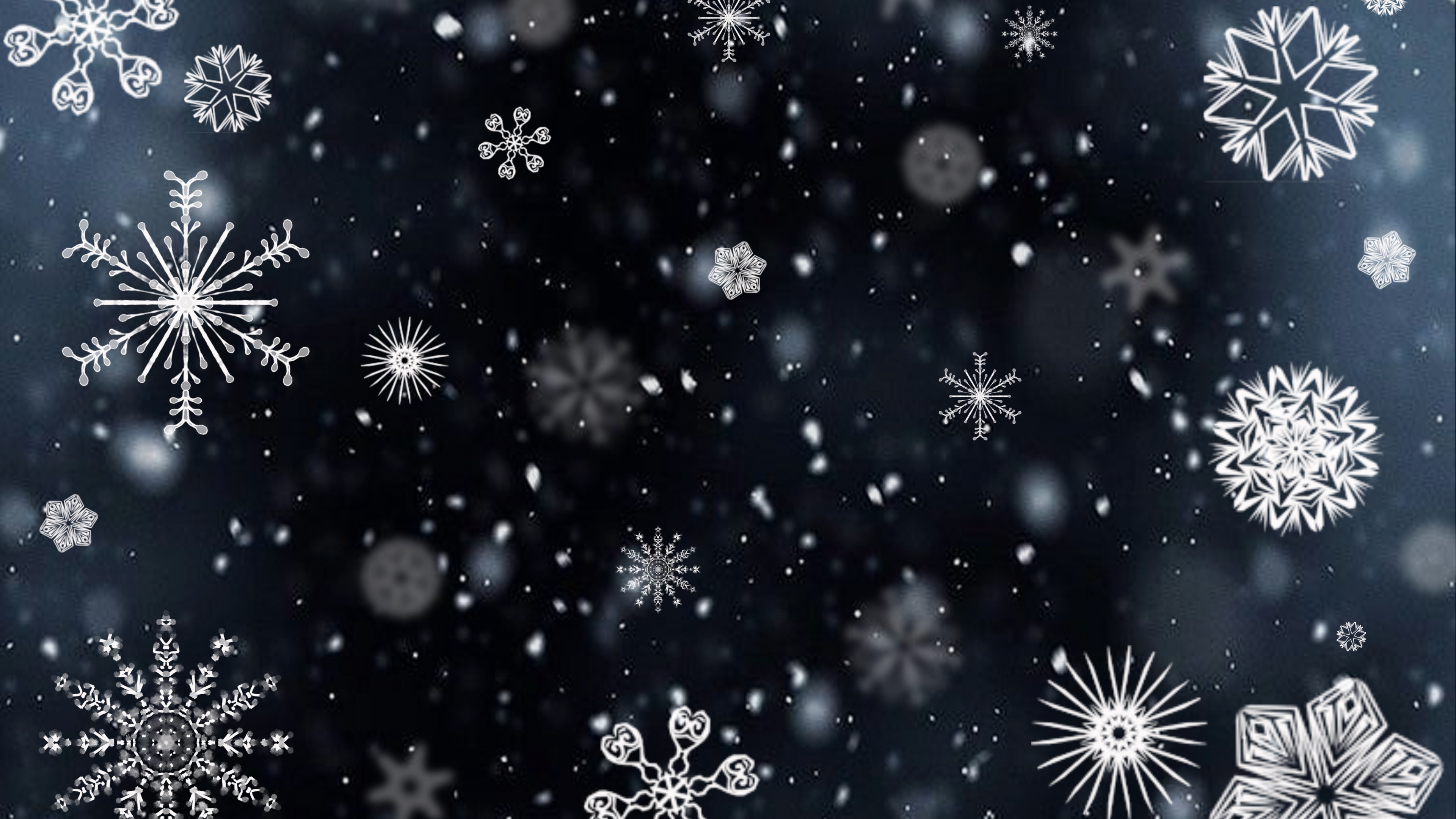 雪花, 冬天, 新的一年, 空间, 烟花 壁纸 3840x2160 允许