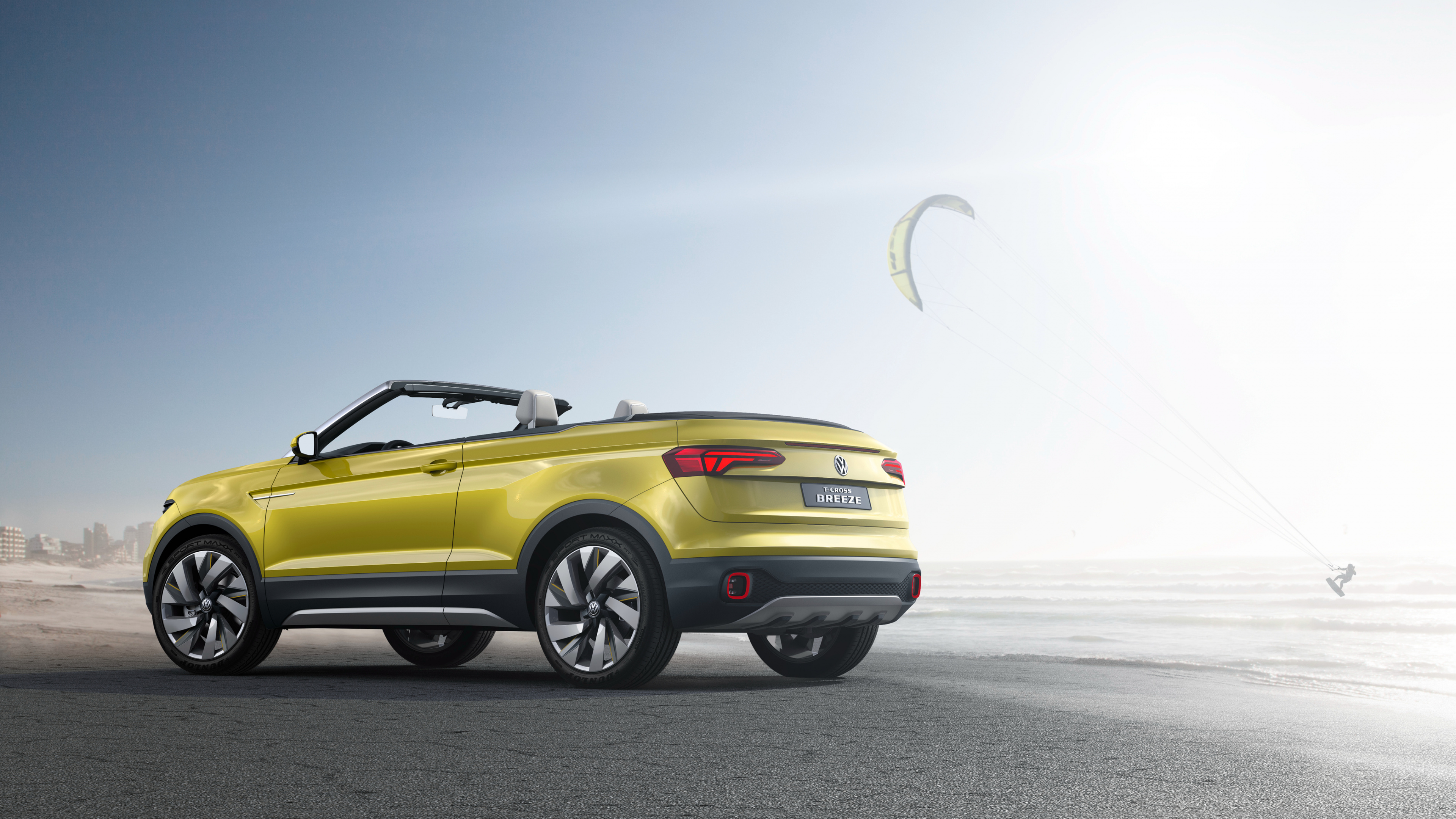 Yellow Convertible Coupe on Gray Asphalt Road During Daytime. Wallpaper in 3840x2160 Resolution