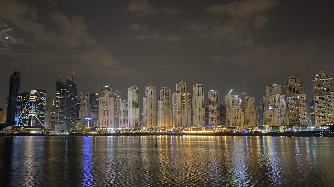 Dubaï, Paysage Urbain, Gratte-ciel, Nuit, Tour de Bloc. Wallpaper in 1366x768 Resolution