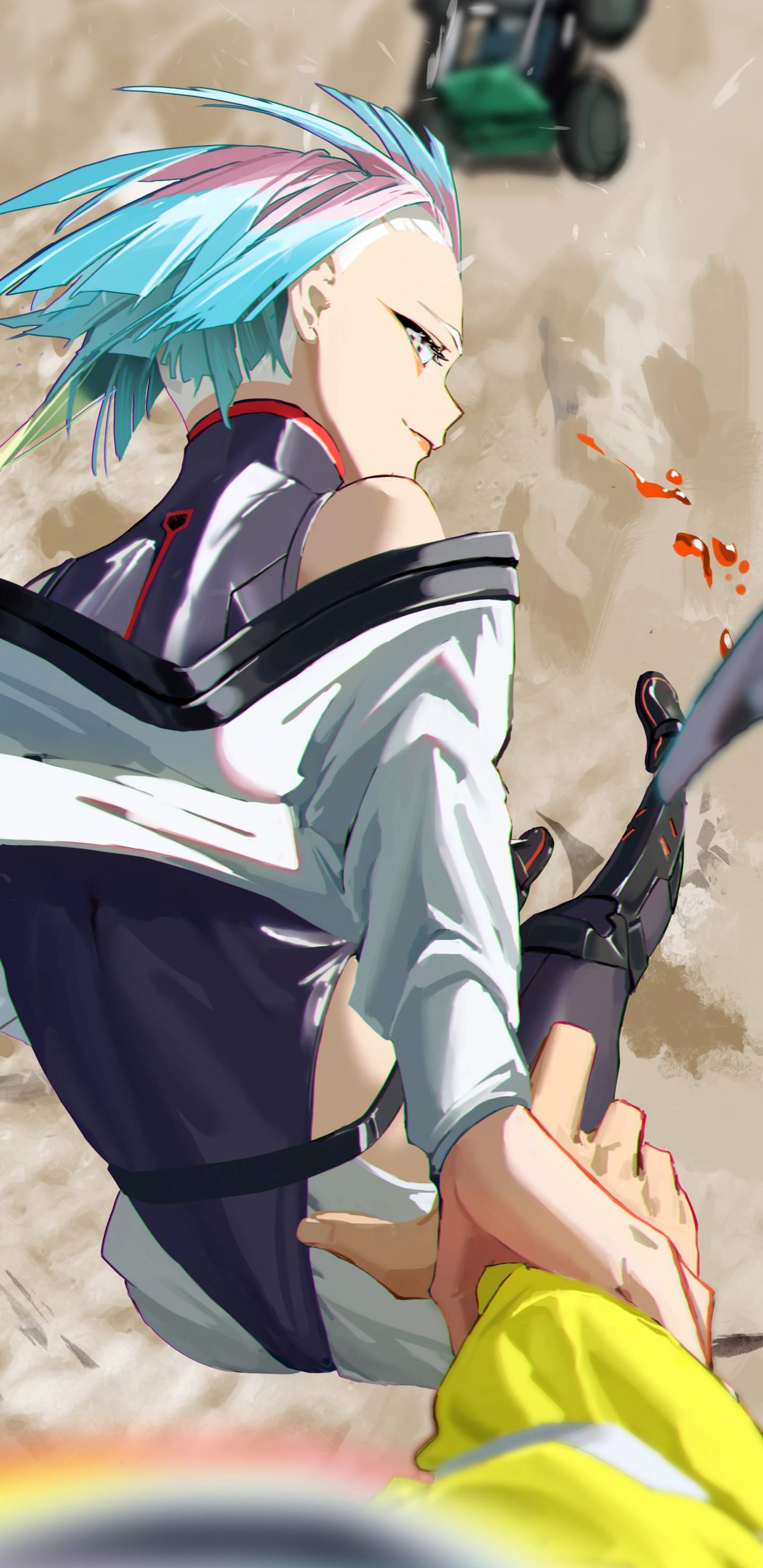 Cyberpunk, Anime, Cyberpunk 2077, Azure, Kunst. Wallpaper in 1440x2960 Resolution