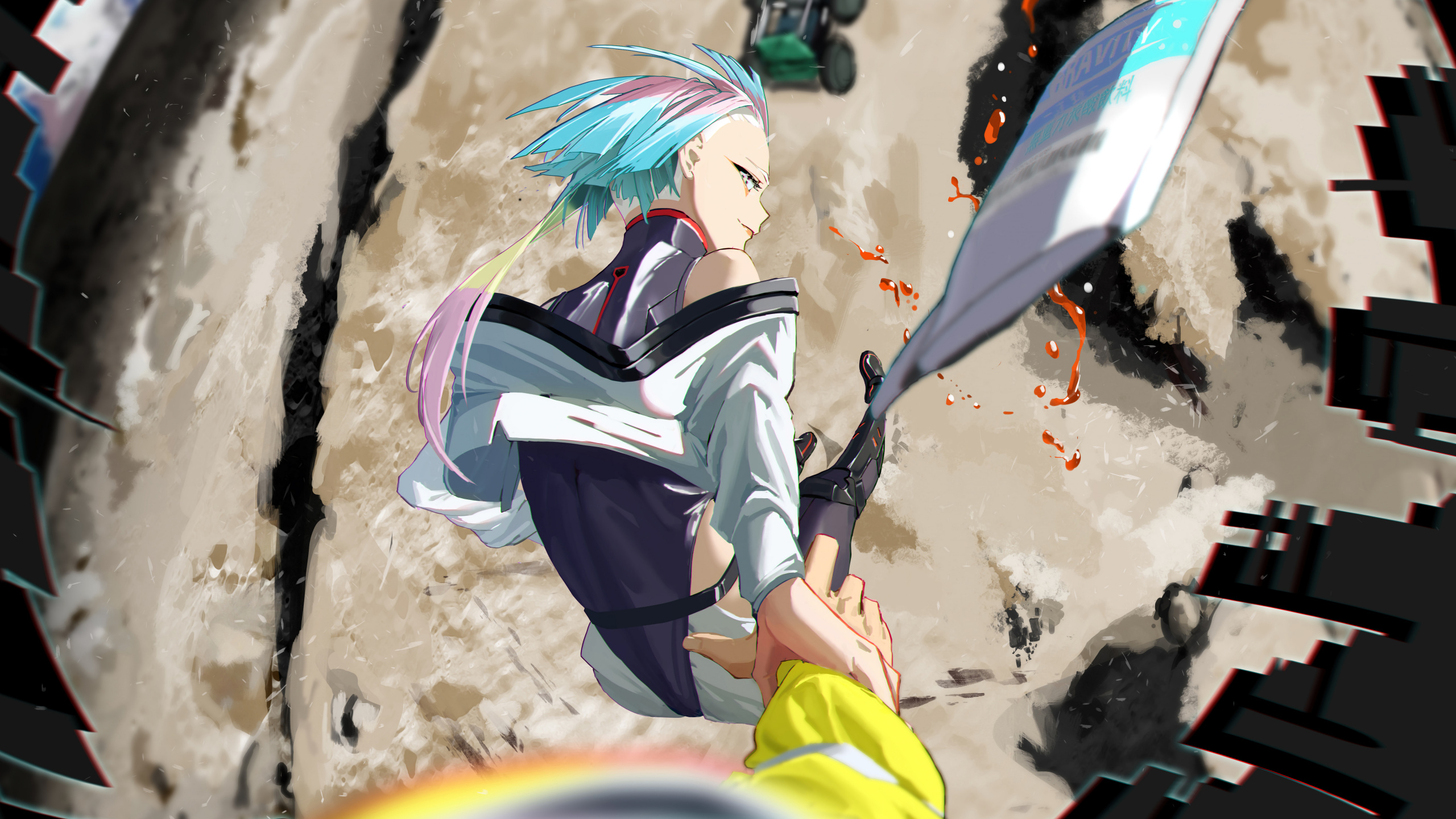 Cyberpunk, L'anime, Cyberpunk 2077, Azure, Art. Wallpaper in 2560x1440 Resolution