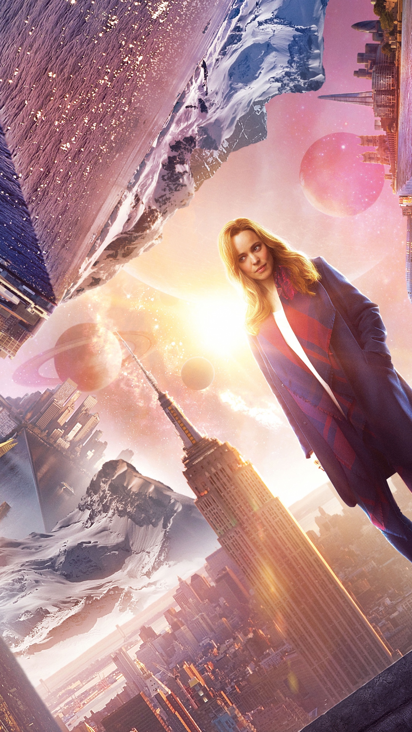 Frau im Schwarzen Mantel Steht Auf Der Straße. Wallpaper in 1440x2560 Resolution