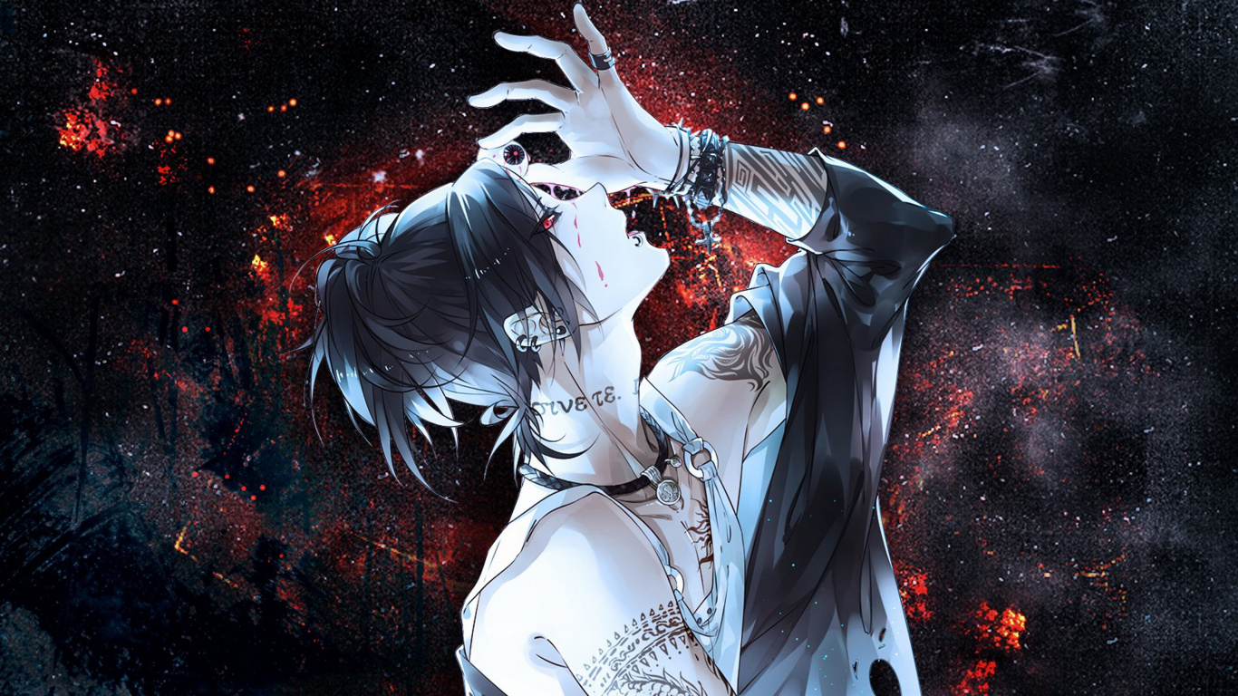 Black Haired Male Anime Character. Wallpaper in 1366x768 Resolution