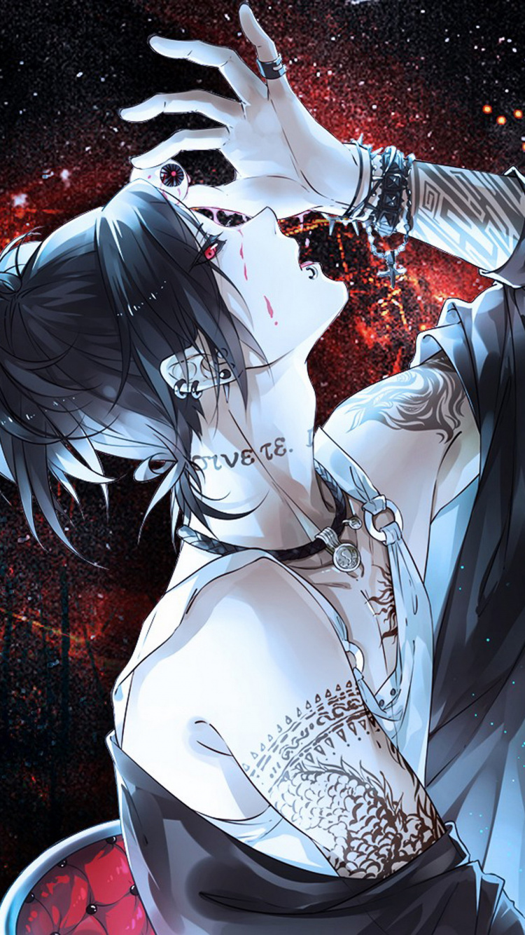 Black Haired Male Anime Character. Wallpaper in 750x1334 Resolution