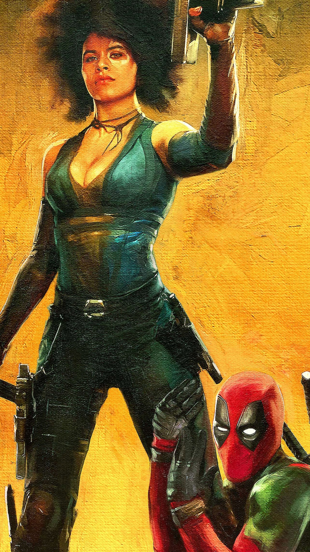 Frau im Blauen Tanktop Mit Schwarzem Und Rotem Gewehr. Wallpaper in 1080x1920 Resolution