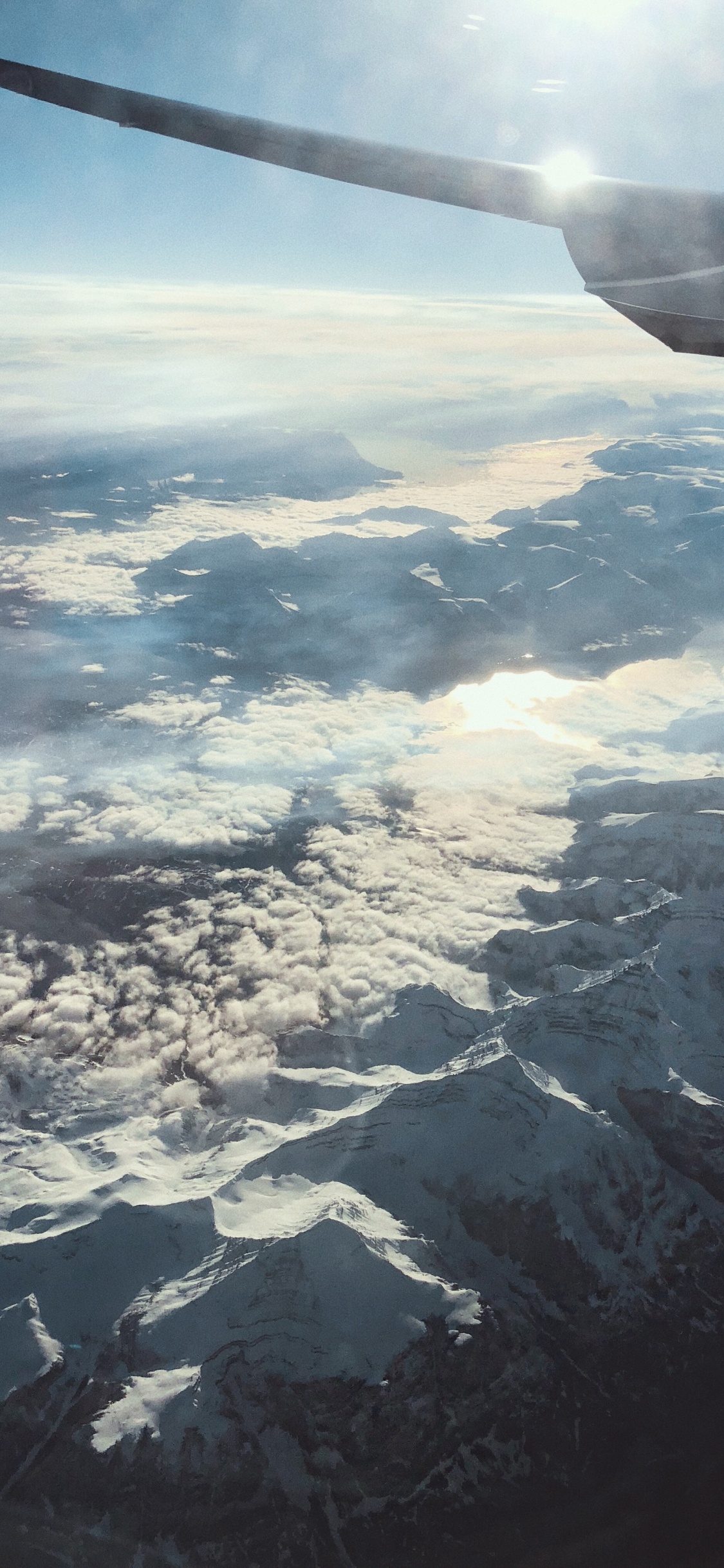 Flight, Airplane, Mountain Range, Glacial Landform, Cloud. Wallpaper in 1125x2436 Resolution