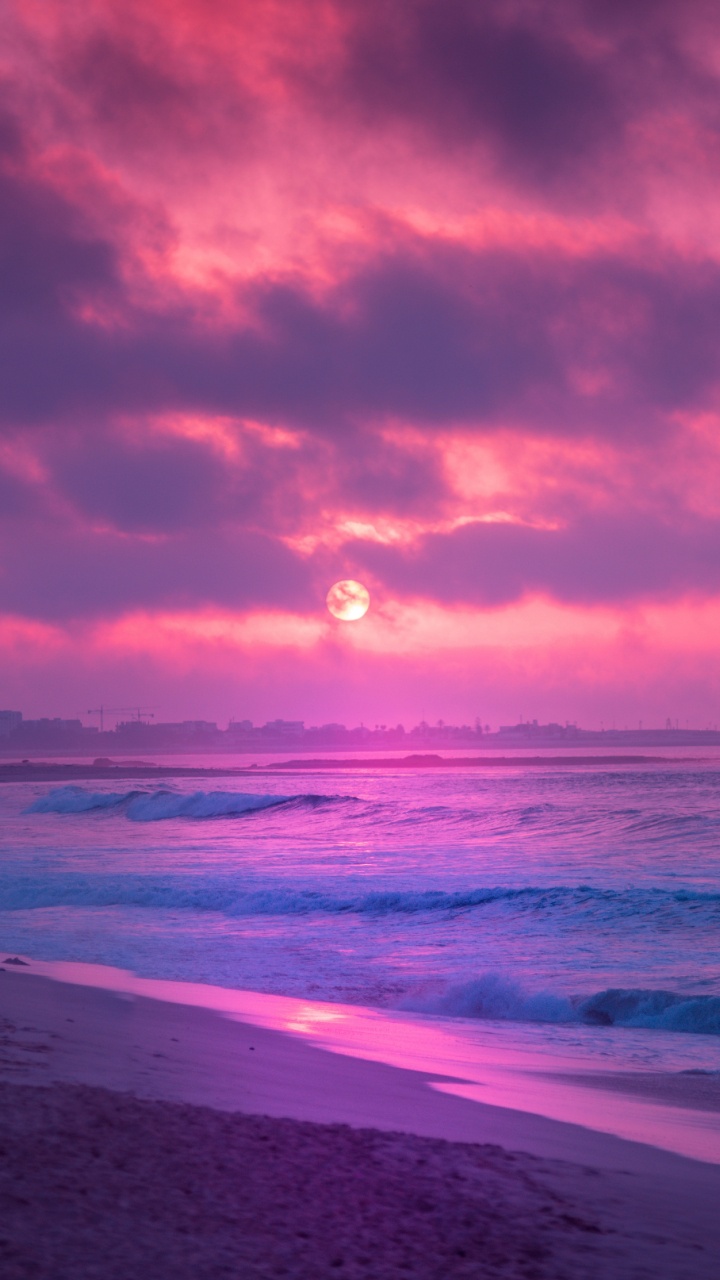 Sunset, Horizon, Afterglow, Body of Water, Sea. Wallpaper in 720x1280 Resolution