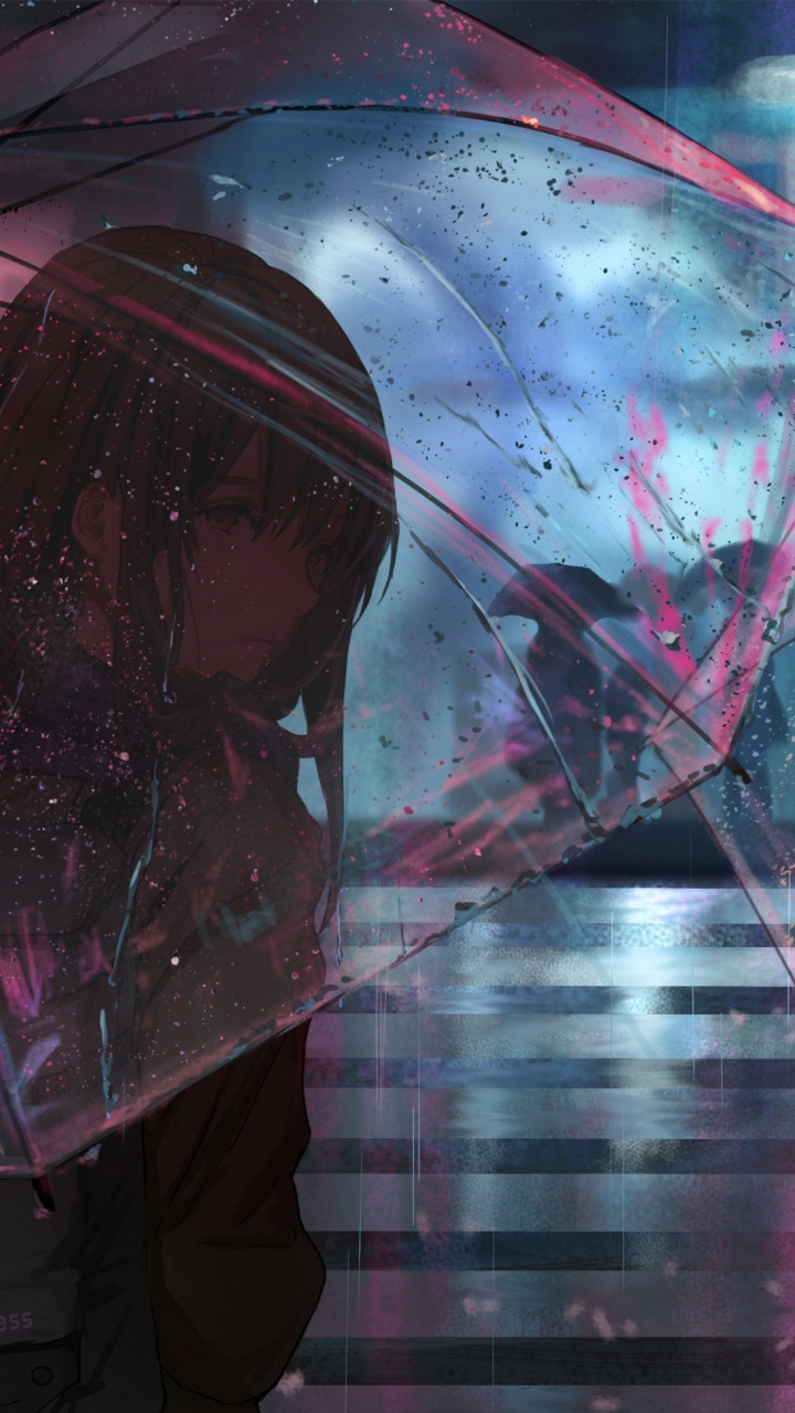 Femme en Veste Noire Tenant un Parapluie. Wallpaper in 720x1280 Resolution