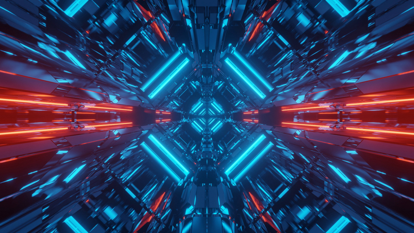 Illustration, Science Fiction, Graphics, Light, Blue. Wallpaper in 1366x768 Resolution