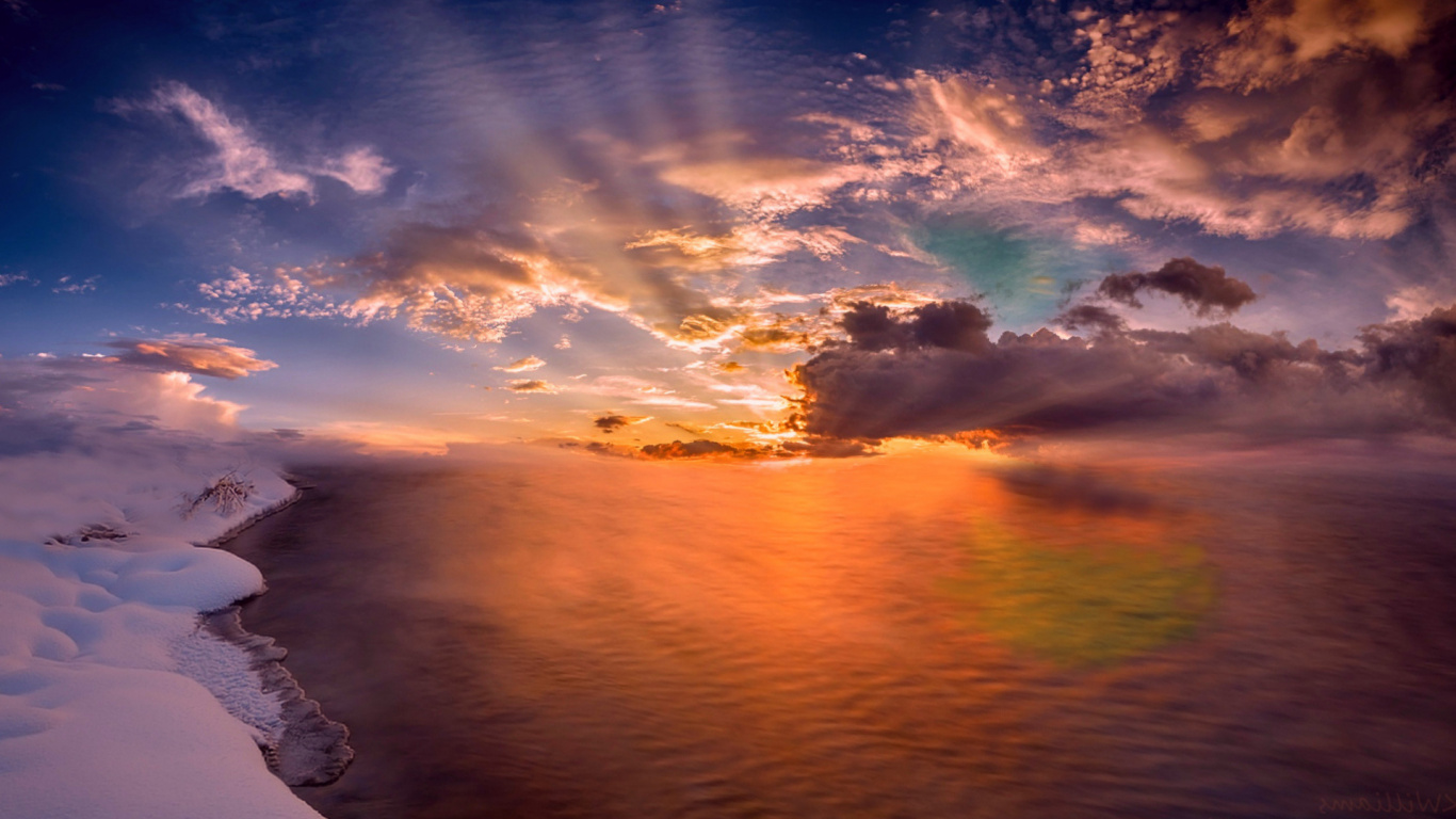 气氛, 余辉, 性质, Azure, 自然景观 壁纸 1366x768 允许