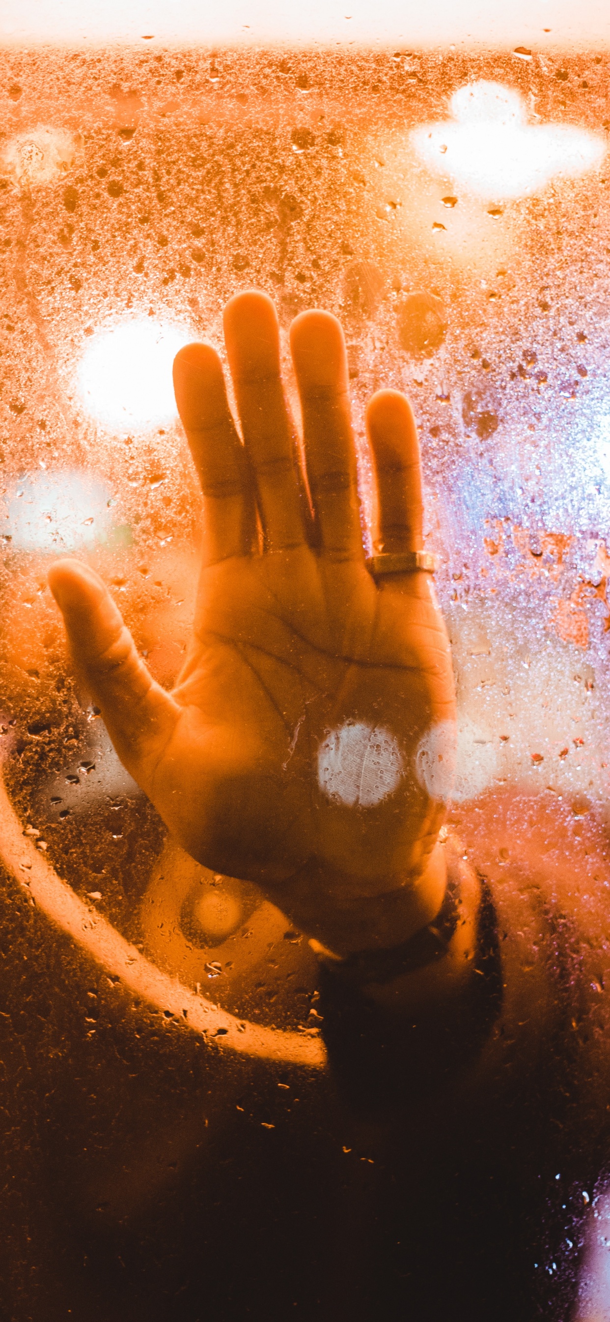 Persons Hand on Glass. Wallpaper in 1242x2688 Resolution