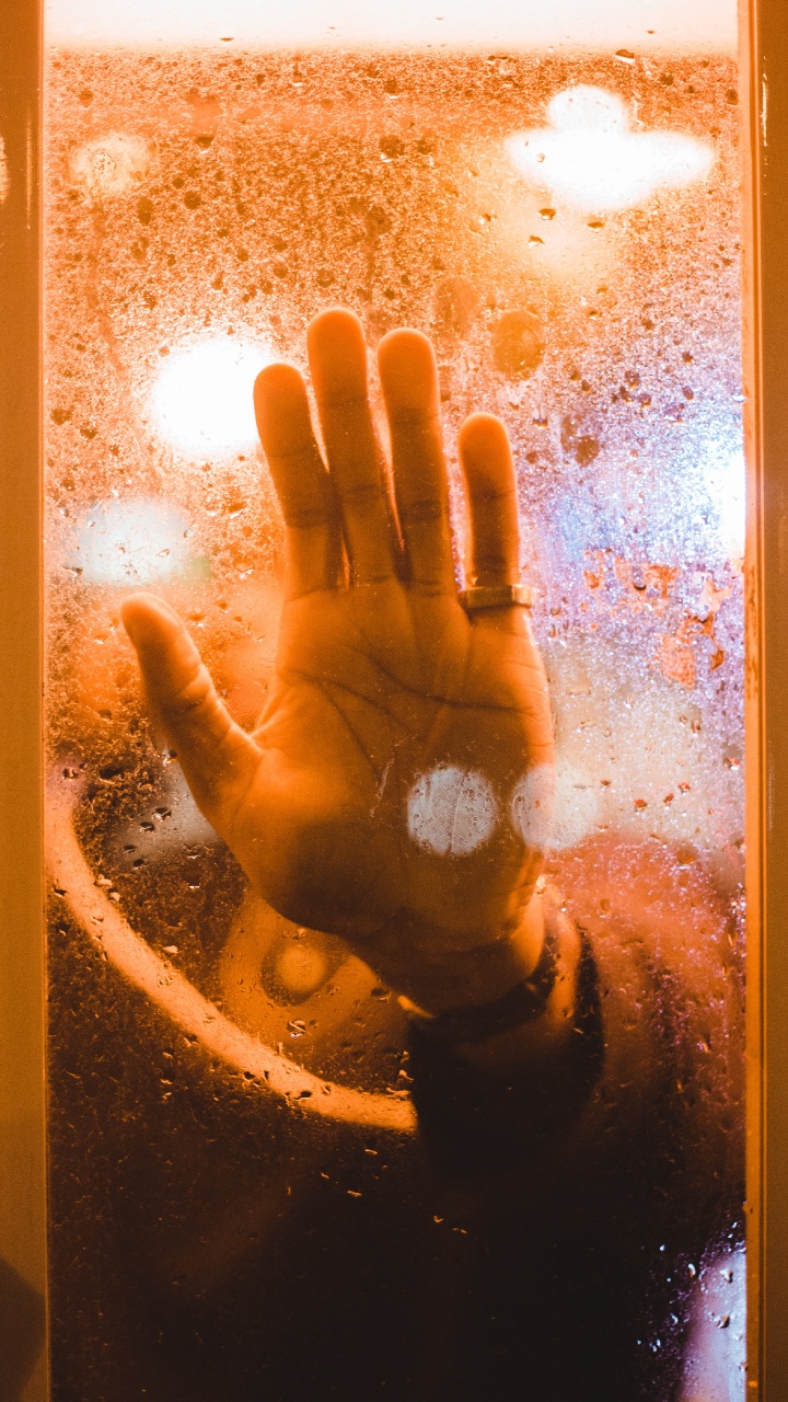 Persons Hand on Glass. Wallpaper in 720x1280 Resolution