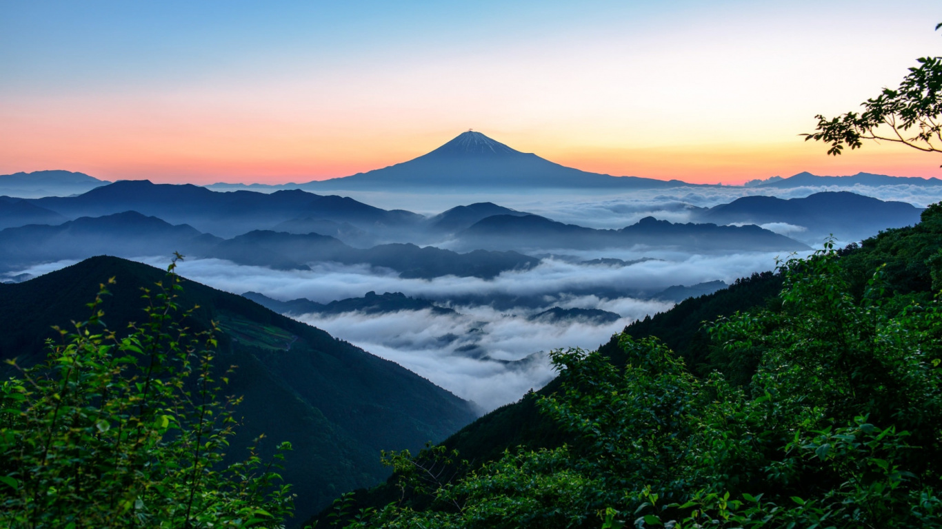 富士山, 多山的地貌, 性质, 高地, 山站 壁纸 1366x768 允许