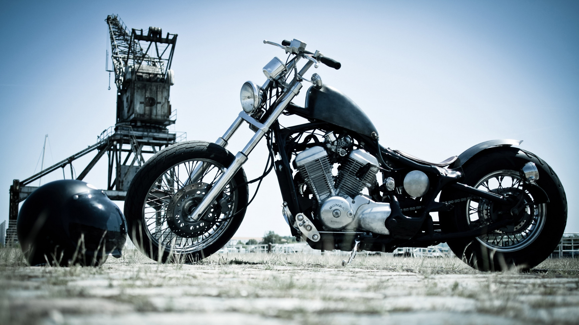 Black and Gray Motorcycle on Brown Field During Daytime. Wallpaper in 1920x1080 Resolution