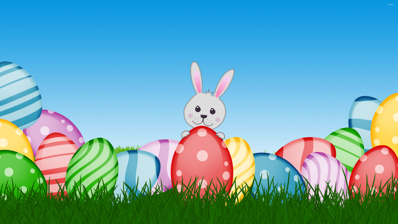Conejito de Pascua, Huevo de Pascua, Conejo, Pascua, Juego. Wallpaper in 1366x768 Resolution
