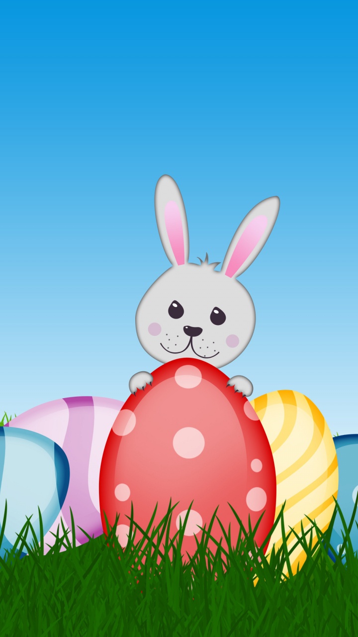 Grass, Easter Bunny, Easter Egg, Rabbit, Easter. Wallpaper in 720x1280 Resolution