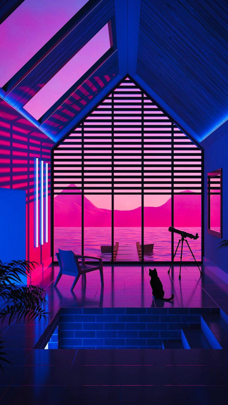 Stage, Synthwave, Art, Visual Arts, Design. Wallpaper in 750x1334 Resolution