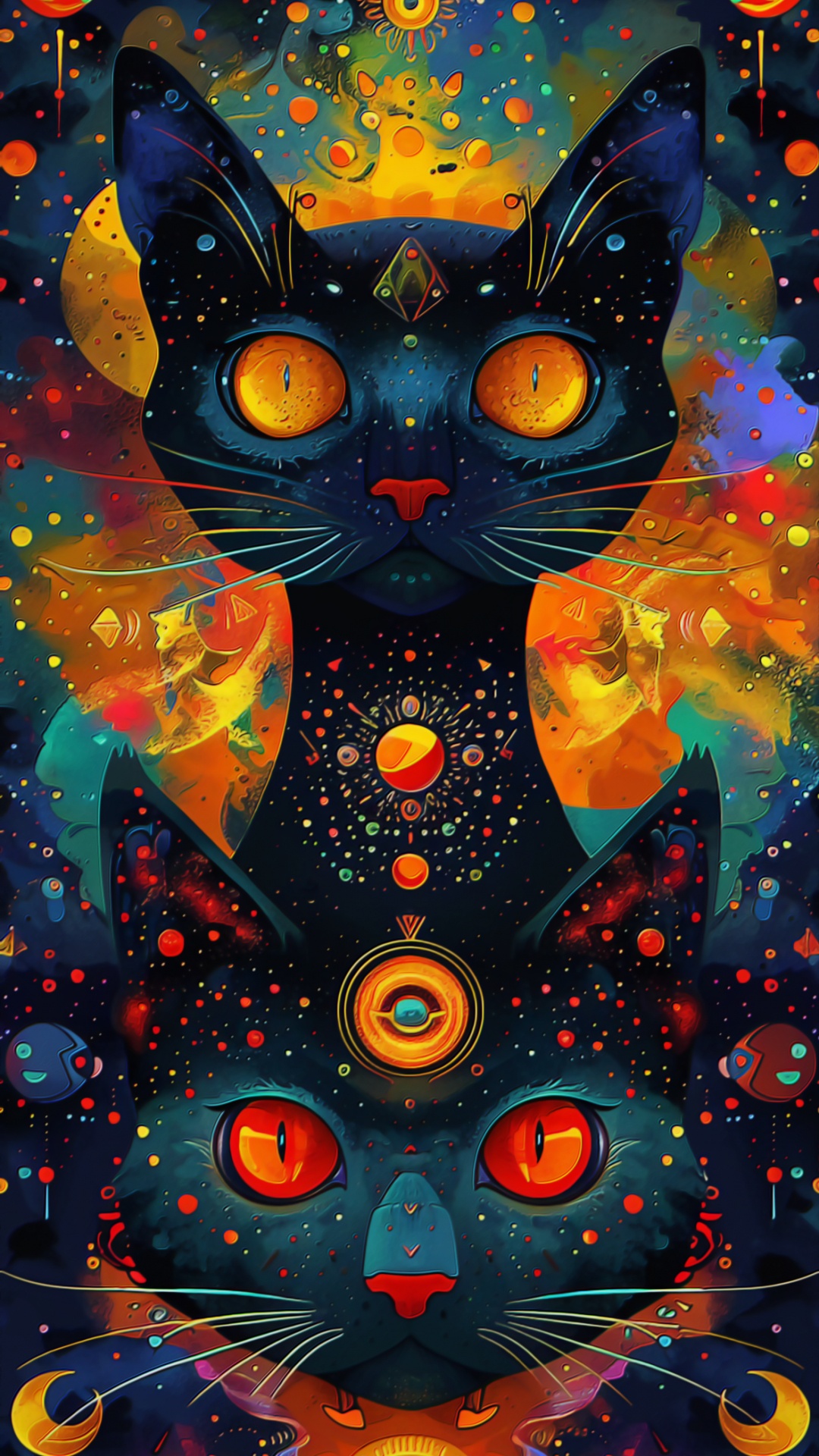 Cat, Art Paint, Visual Arts, Art, Drawing. Wallpaper in 1080x1920 Resolution