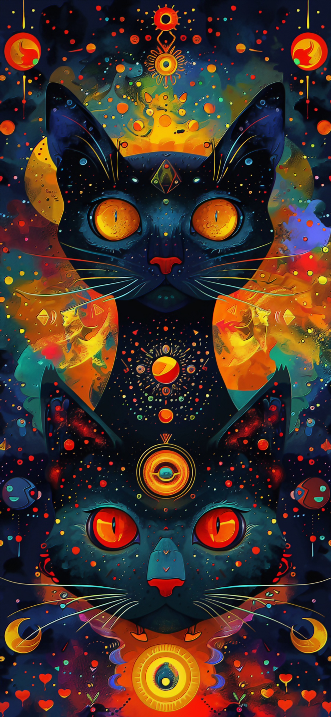 Cat, Art Paint, Visual Arts, Art, Drawing. Wallpaper in 1125x2436 Resolution