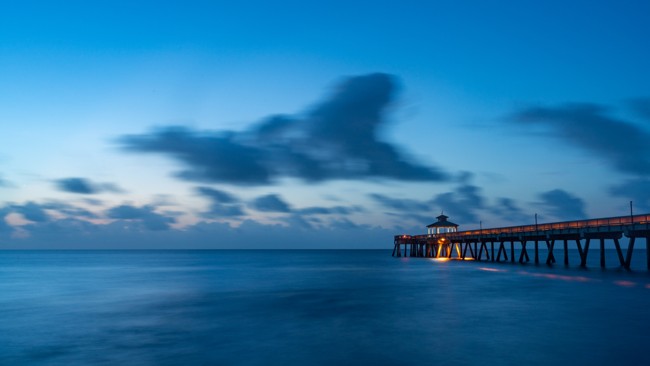 Blue, Sea, Ocean, Cloud, Pier. Wallpaper in 1280x720 Resolution