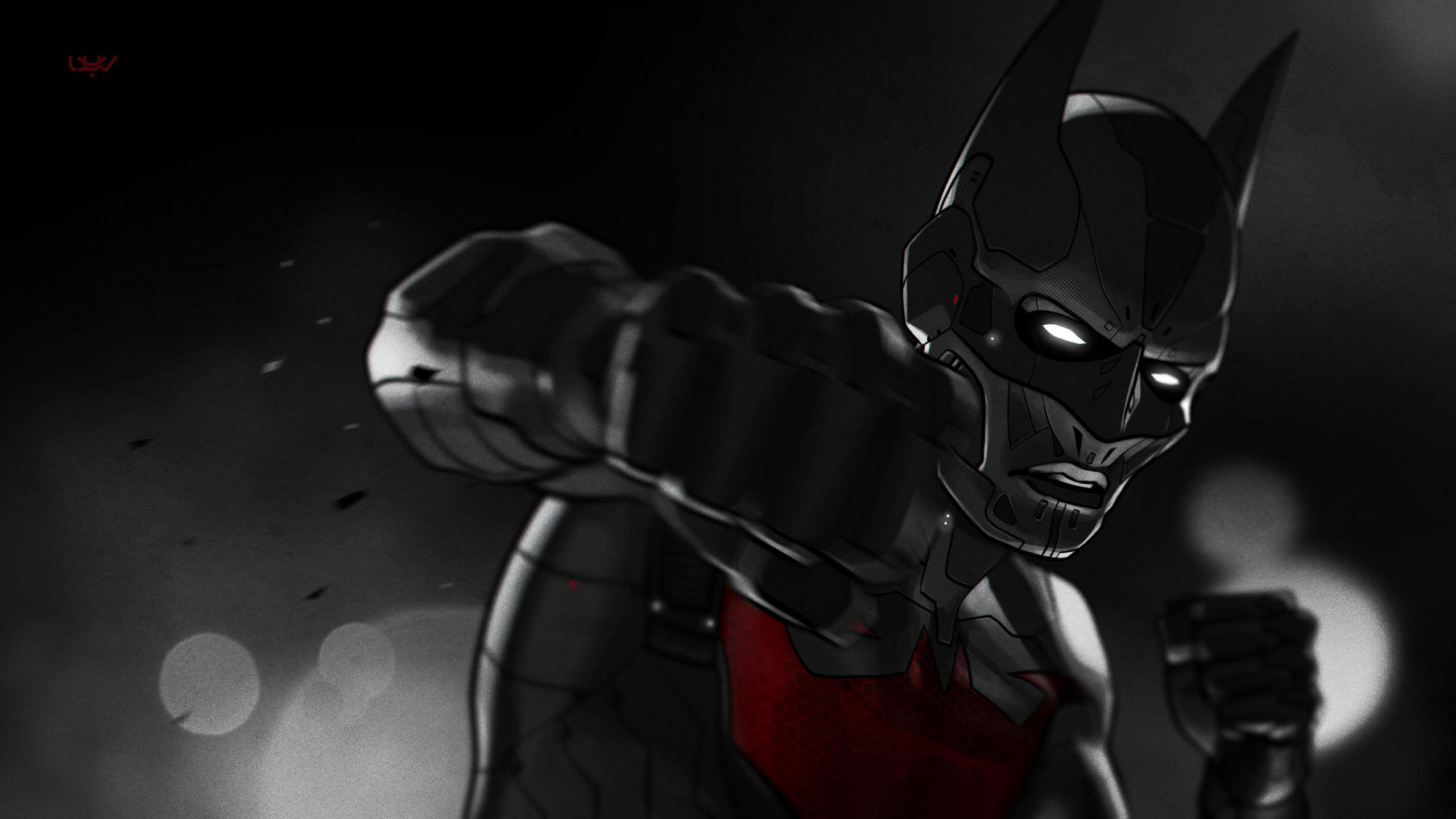 Schwarz-Weiß-Roboterillustration. Wallpaper in 2560x1440 Resolution