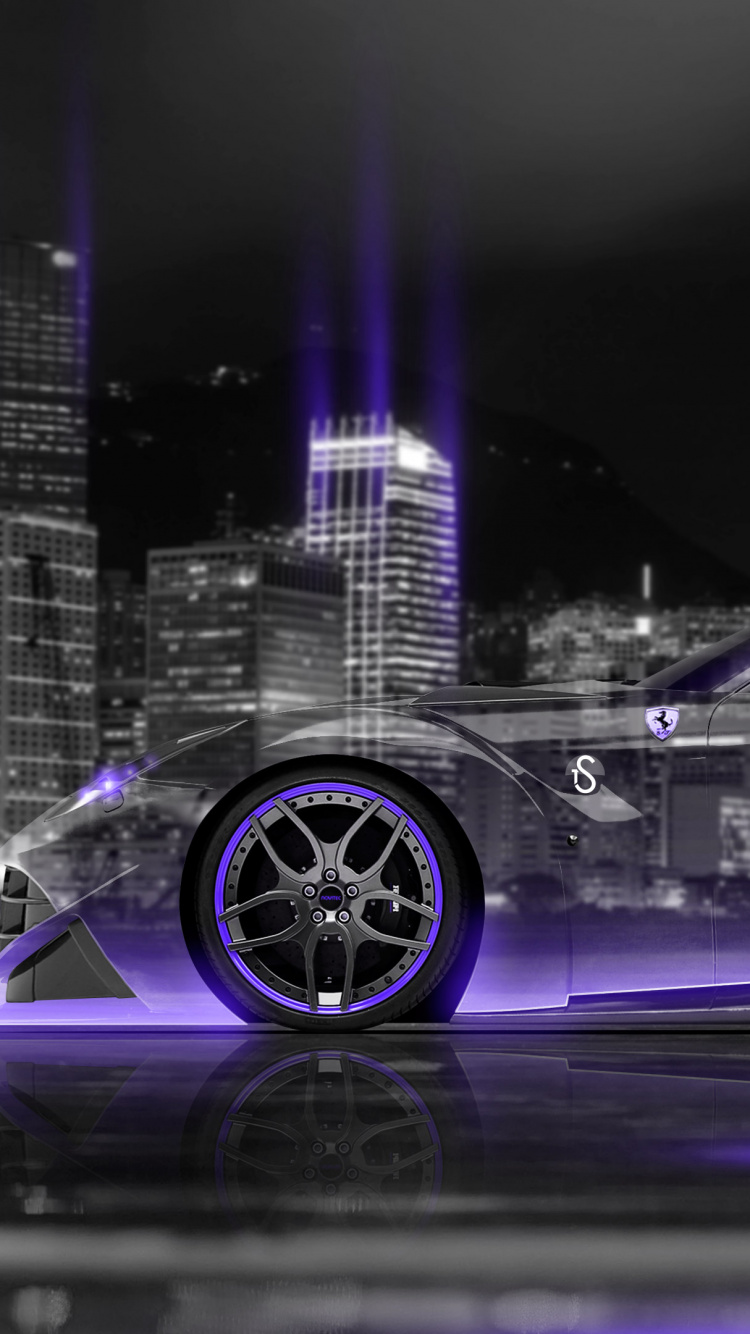 Grayscale Photo of Car on Road. Wallpaper in 750x1334 Resolution