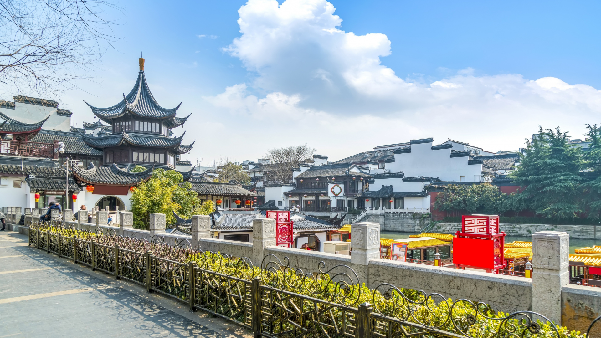 城市, 中国建筑, 旅游业, 寺庙, Jiading Confucius Temple 壁纸 1920x1080 允许