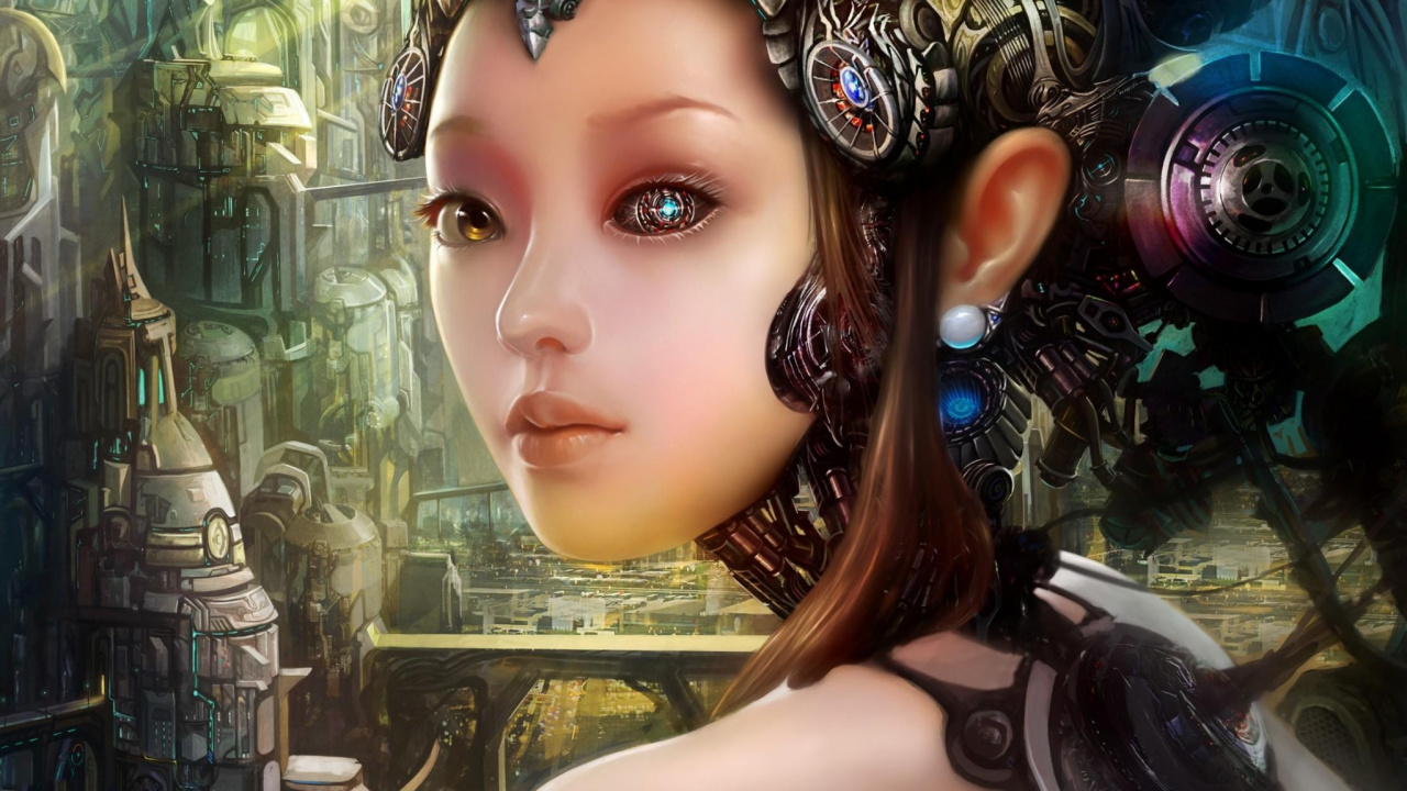 Woman With Blue and Brown Hair. Wallpaper in 1280x720 Resolution