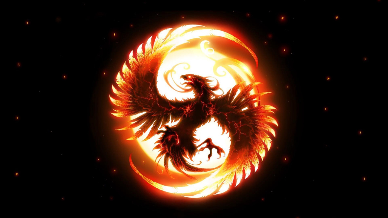 Red and Black Dragon Logo. Wallpaper in 1280x720 Resolution