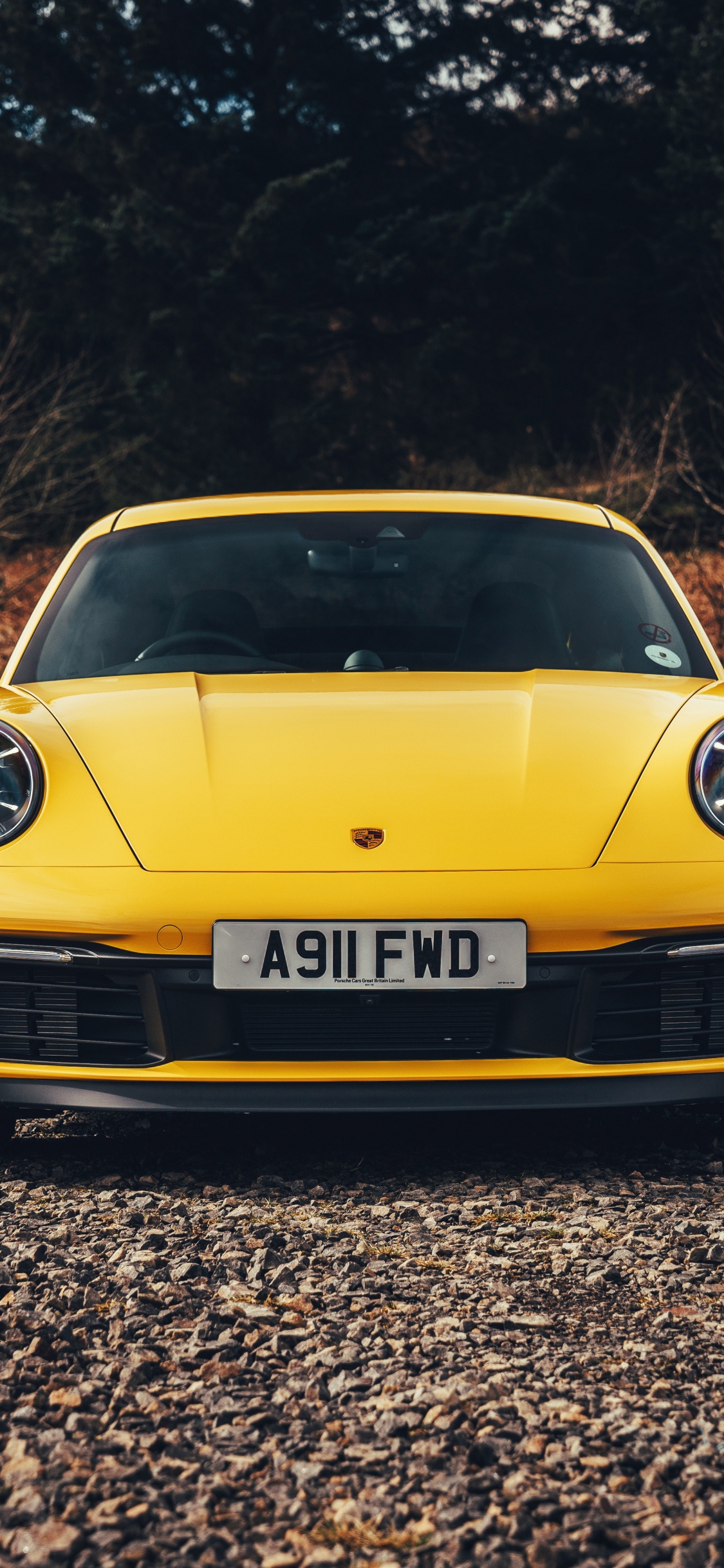 Porsche 911 Amarillo en Camino de Tierra Durante el Día. Wallpaper in 1125x2436 Resolution
