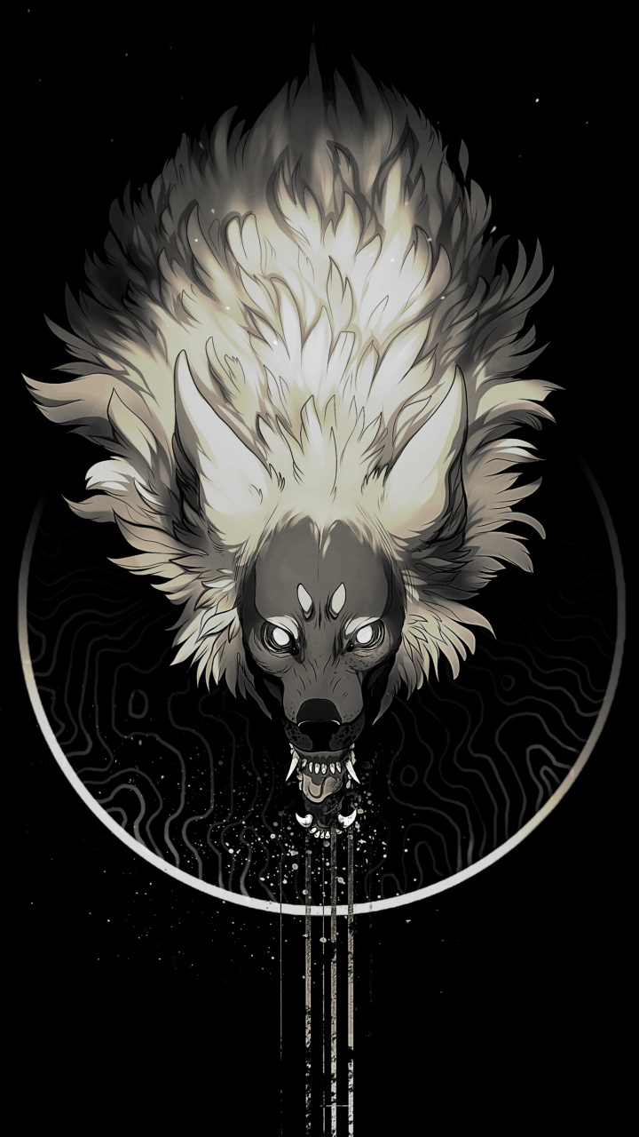 White and Black Lion Head Illustration. Wallpaper in 720x1280 Resolution