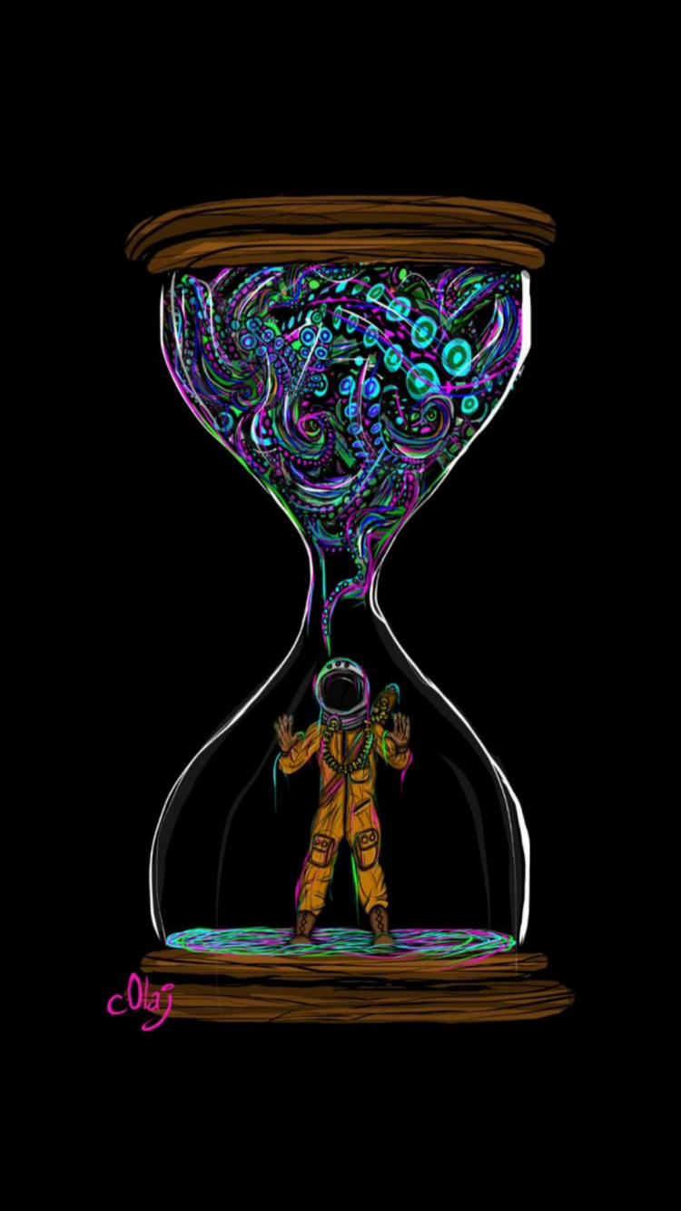 Astronaut, Amoled, Hourglass, Drinkware, Kunst. Wallpaper in 750x1334 Resolution