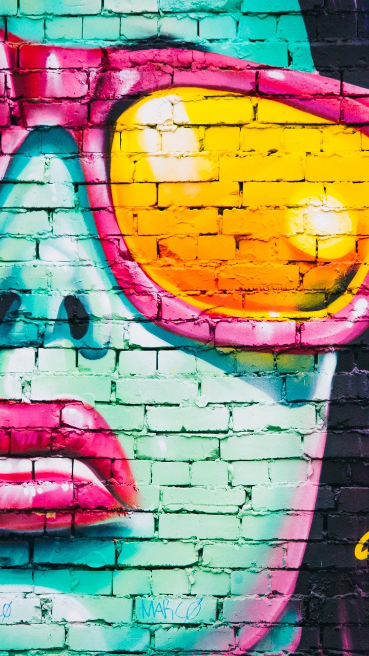 Rote Grüne Und Gelbe Abstrakte Malerei. Wallpaper in 720x1280 Resolution