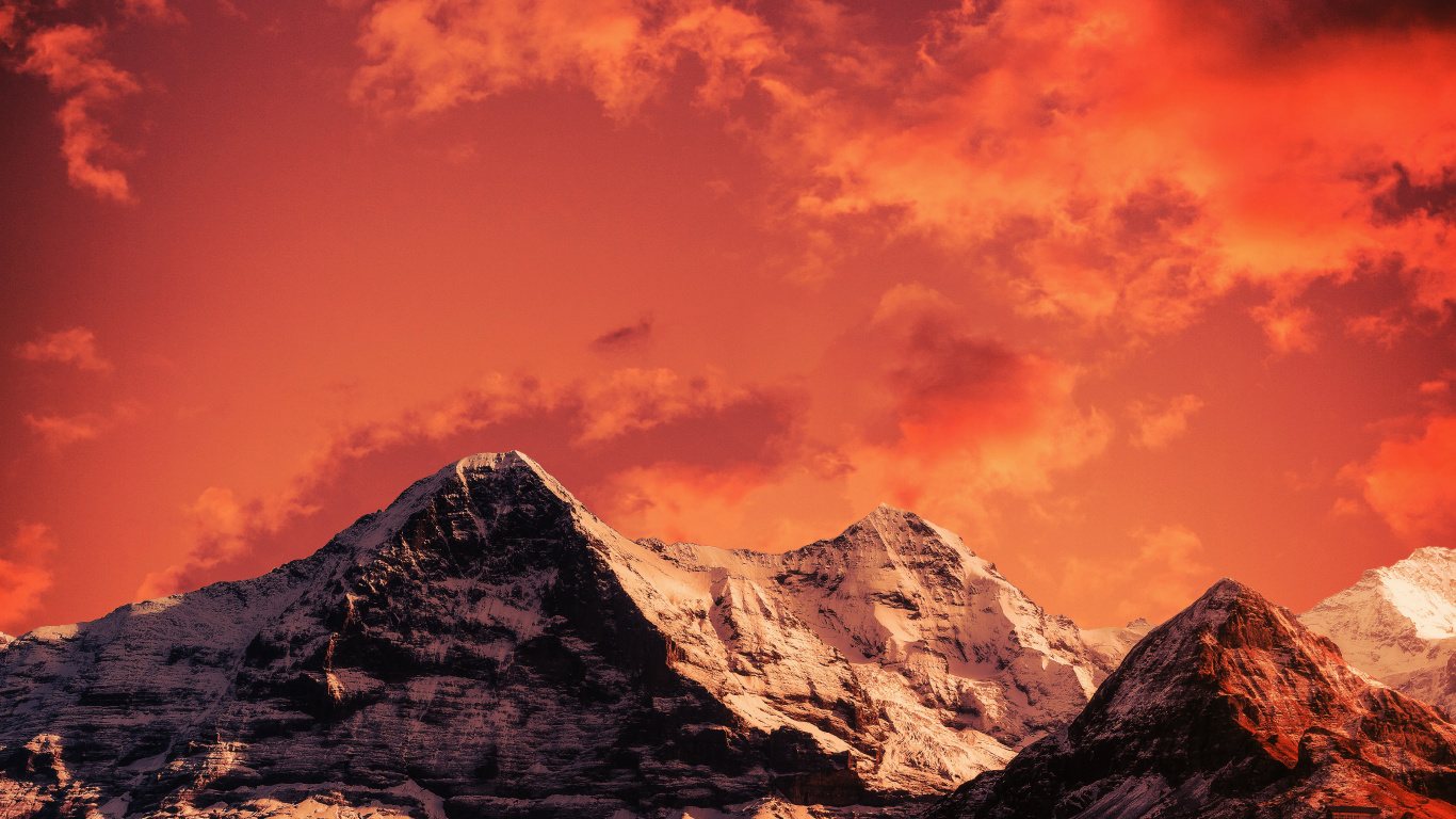 Nuages du Coucher du Soleil, L'écorégion, Afterglow, Paysage Naturel, Orange. Wallpaper in 1366x768 Resolution