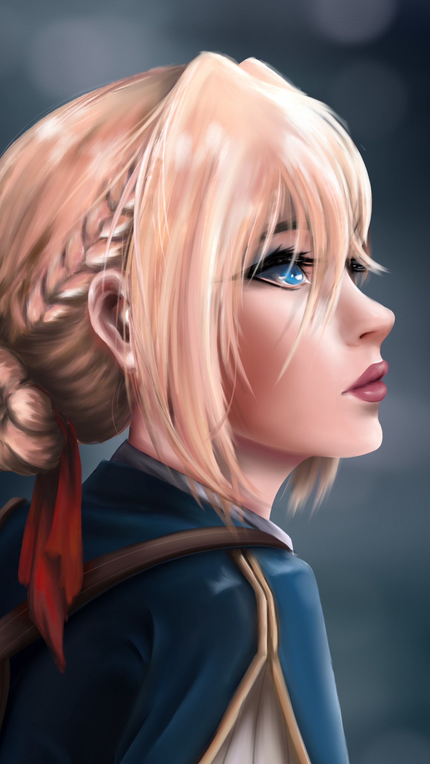 Femme Aux Cheveux Blonds en Robe Noire et Rouge Personnage D'anime. Wallpaper in 1440x2560 Resolution