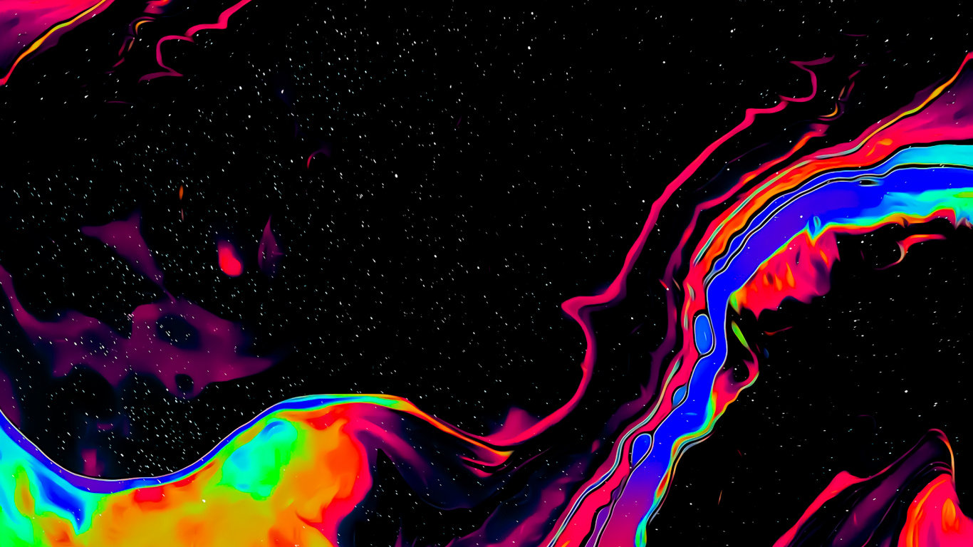 Bats in The Attic Malavida, Art, Red, Magenta, Electric Blue. Wallpaper in 1366x768 Resolution