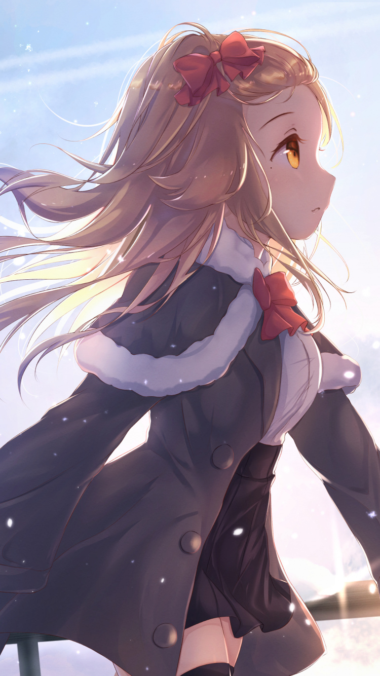 Blonde Haired Female Anime Character. Wallpaper in 750x1334 Resolution