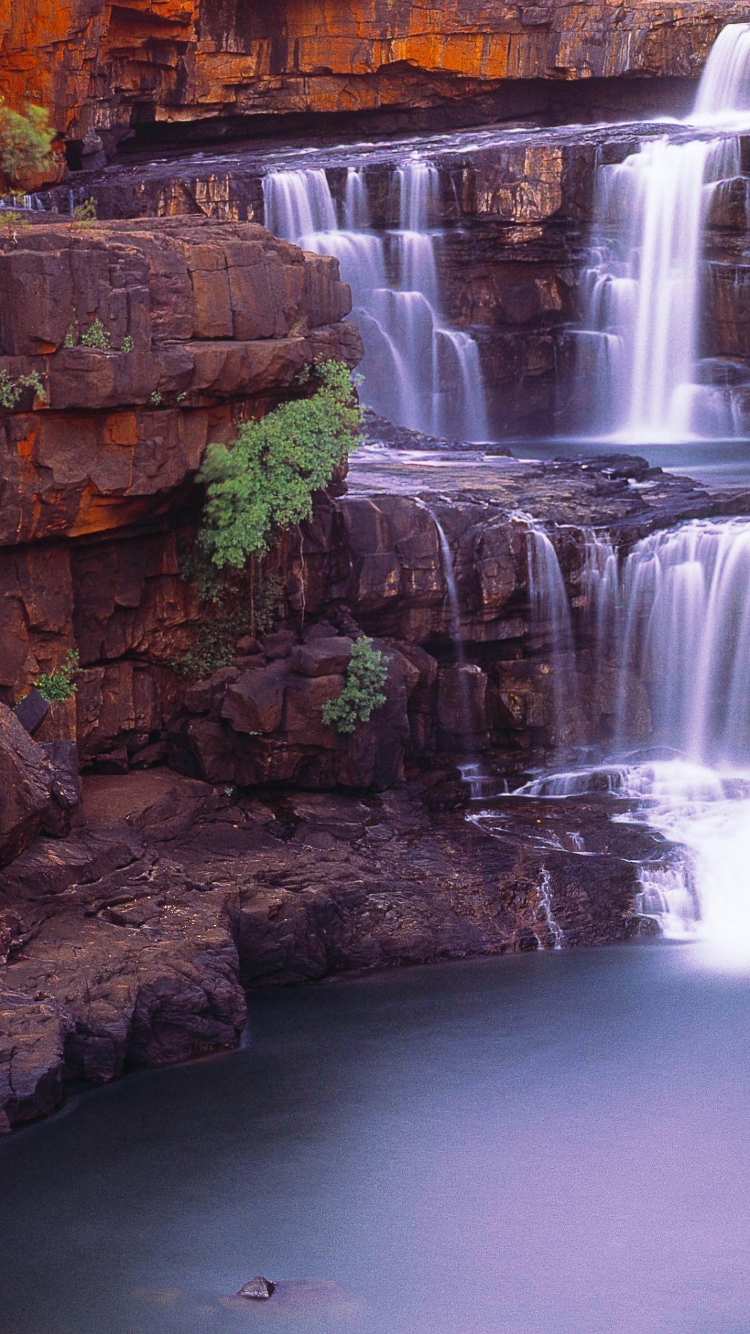 Waterfalls in Brown Rocky Mountain During Daytime. Wallpaper in 1080x1920 Resolution