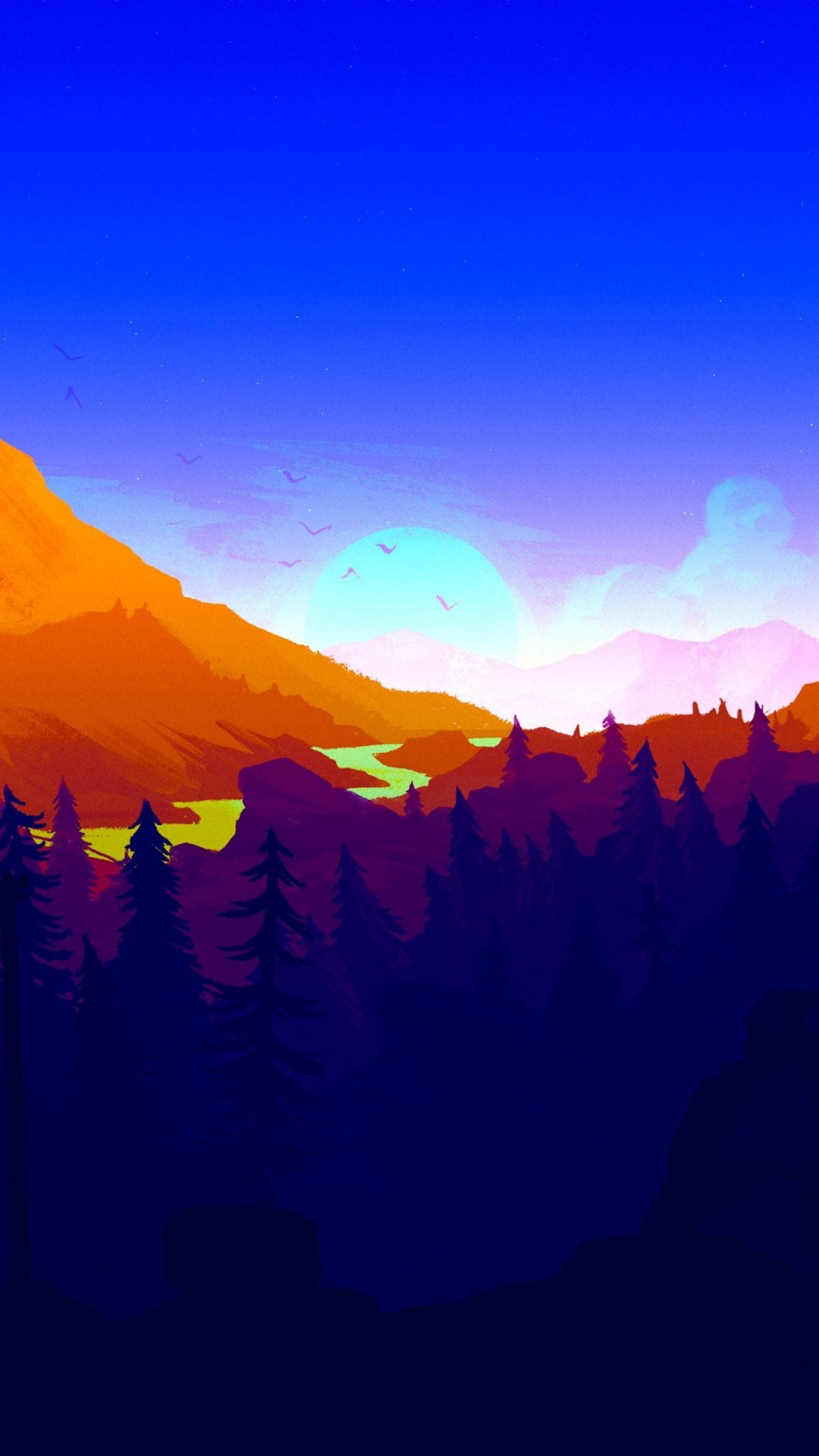 Firewatch, Ambiente, Montaña, Paisaje Natural, Atardecer. Wallpaper in 1080x1920 Resolution