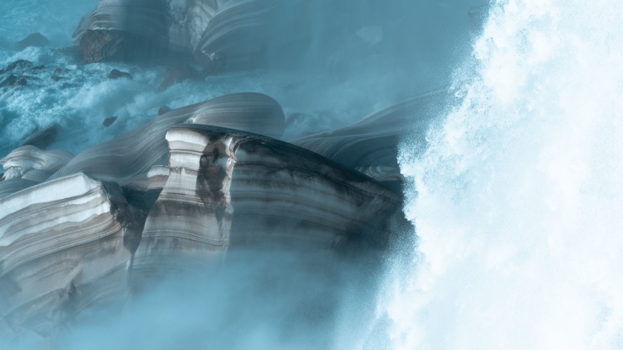 White and Blue Abstract Painting. Wallpaper in 1280x720 Resolution