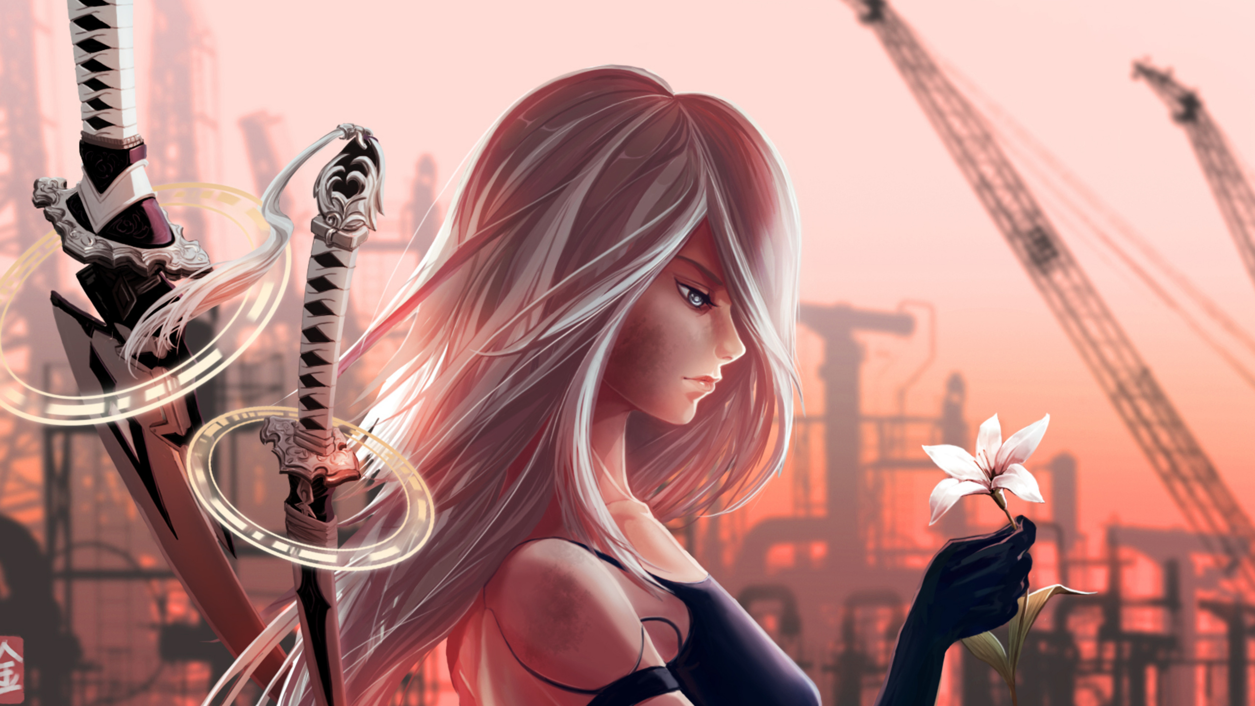 Femme en Soutien-gorge Noir Personnage Anime. Wallpaper in 2560x1440 Resolution