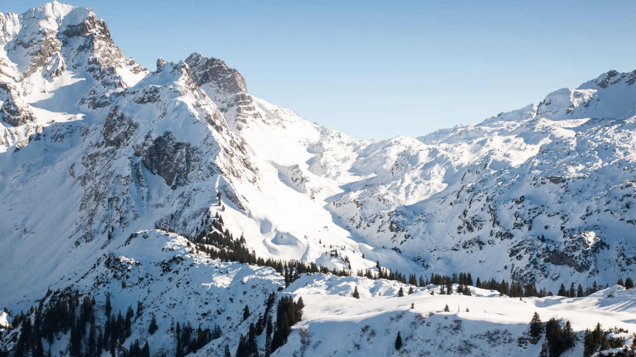 Snow, Mountain Range, Mountain, Winter, Mountainous Landforms. Wallpaper in 1280x720 Resolution