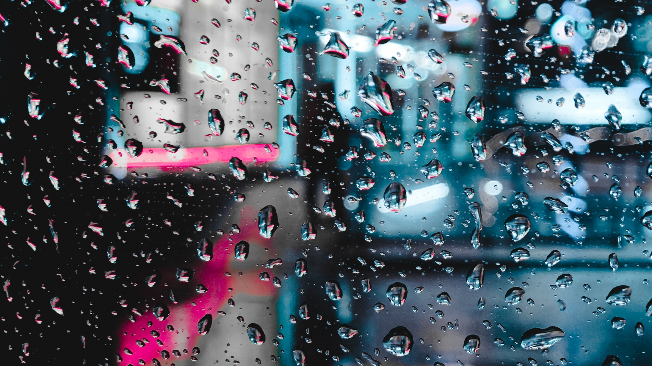 Water Droplets on Glass Window. Wallpaper in 2560x1440 Resolution