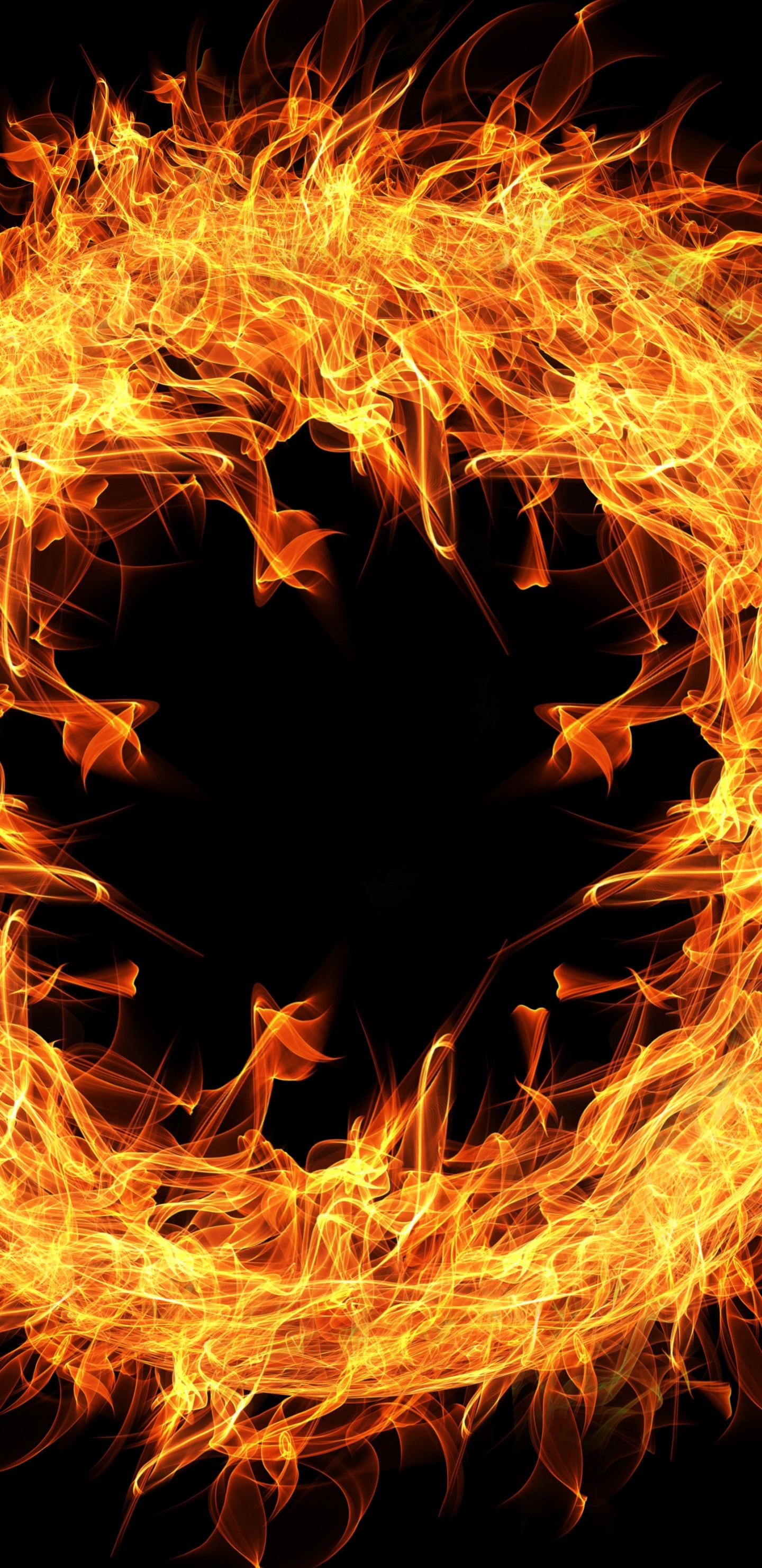 Lumière Orange Sur Fond Noir. Wallpaper in 1440x2960 Resolution