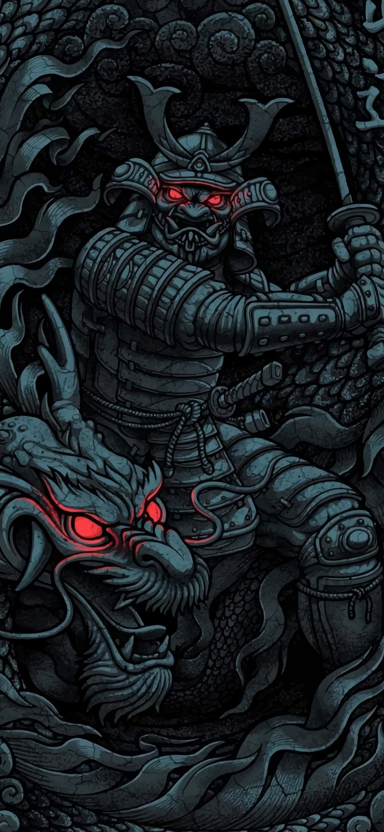 Japanese Samurai, Samurai, Japanese Art, Oni, Art. Wallpaper in 1242x2688 Resolution