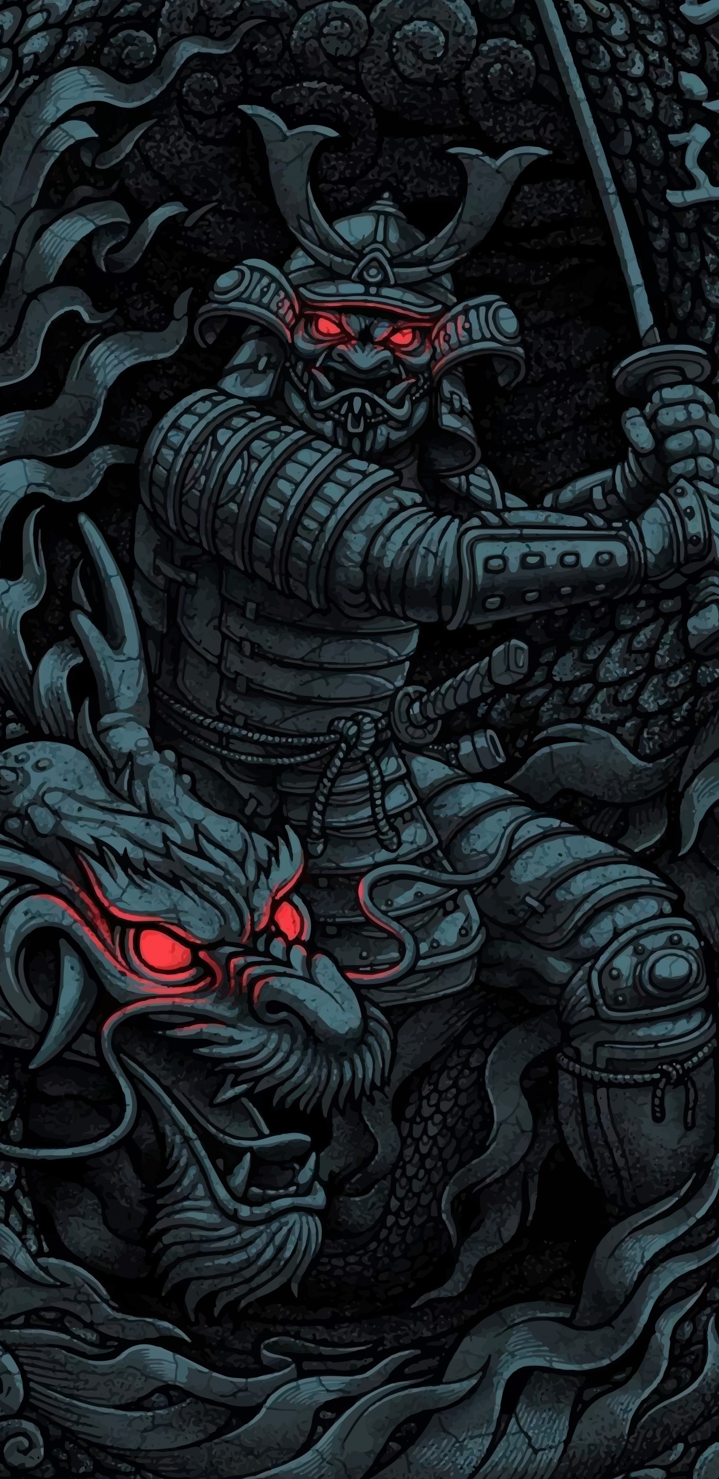 Japanischer Samurai, Samurai, Japanische Kunst, Sie, Kunst. Wallpaper in 1440x2960 Resolution