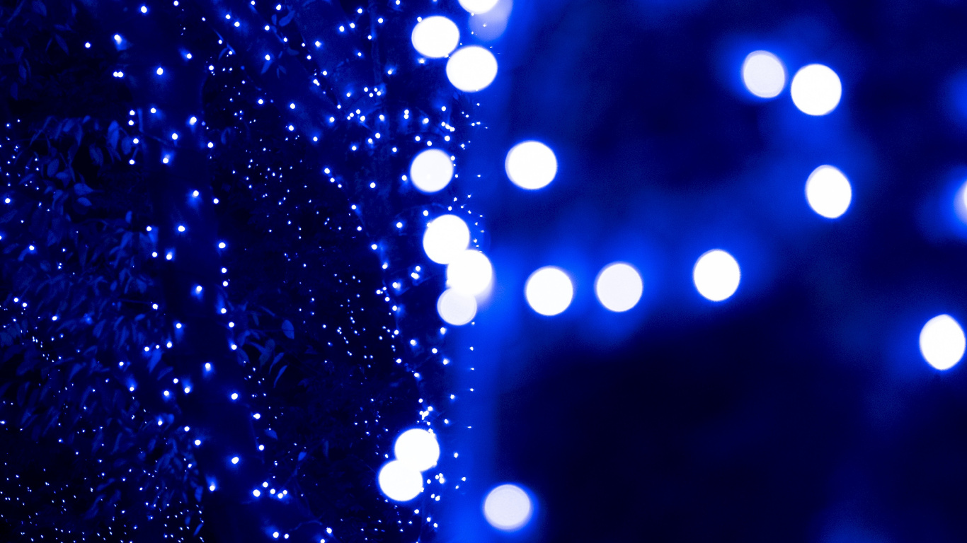 Blaues Und Weißes Licht-Bokeh. Wallpaper in 1366x768 Resolution