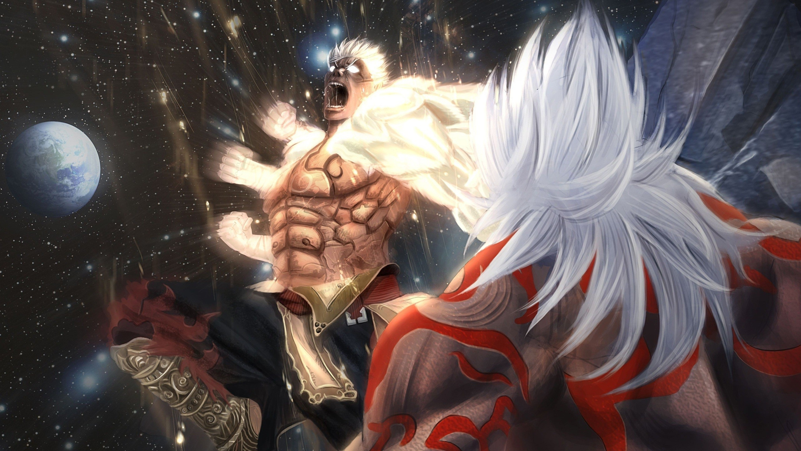 White Haired Male Anime Character. Wallpaper in 2560x1440 Resolution