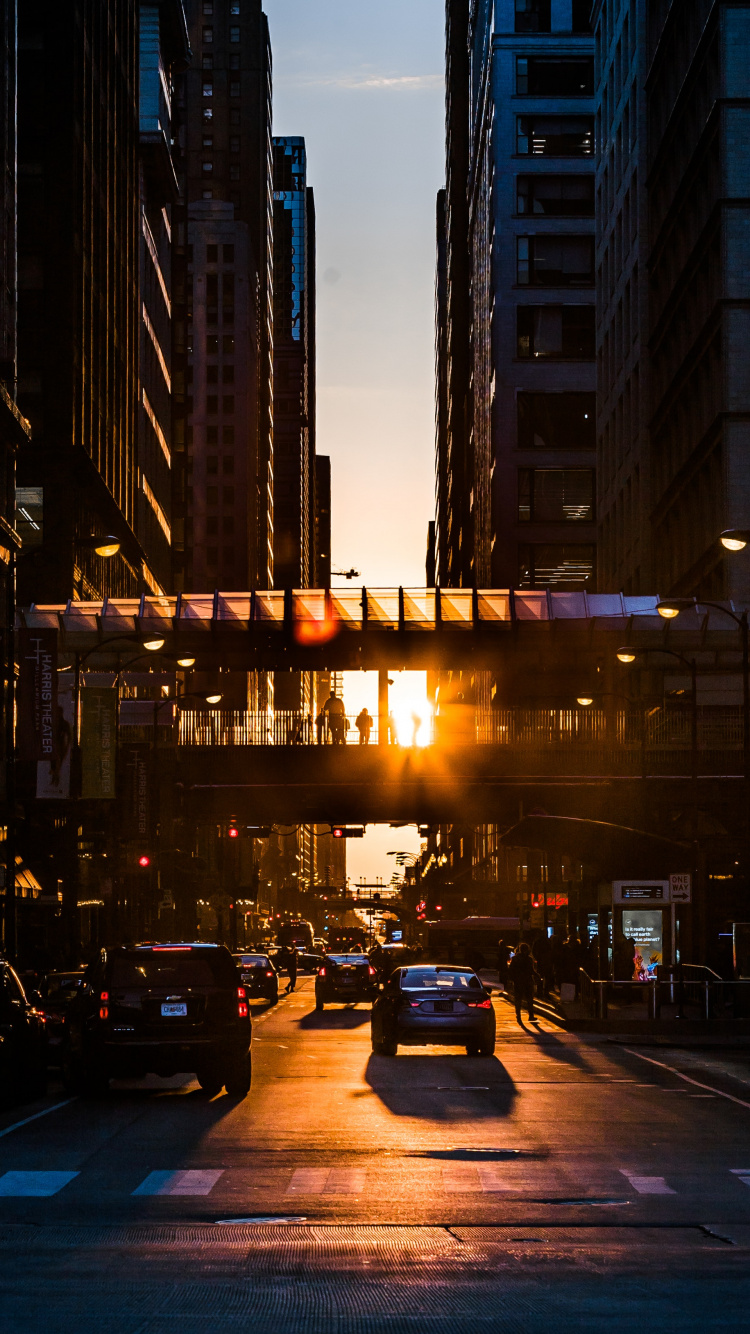 Autos Auf Der Straße Während Der Nachtzeit. Wallpaper in 750x1334 Resolution